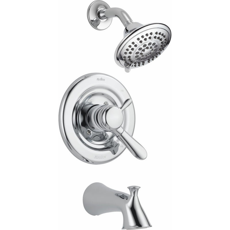 Delta T17438 Lahara 17 Series Dual-Function Tub and Shower Trim Kit with 5-Spray Touch Clean Shower Head, Chrome (Valve Not Included)