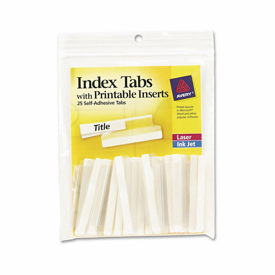 Avery 16241 Insertable Index Tabs with Printable Inserts, Two, Clear Tab (Pack of 25)