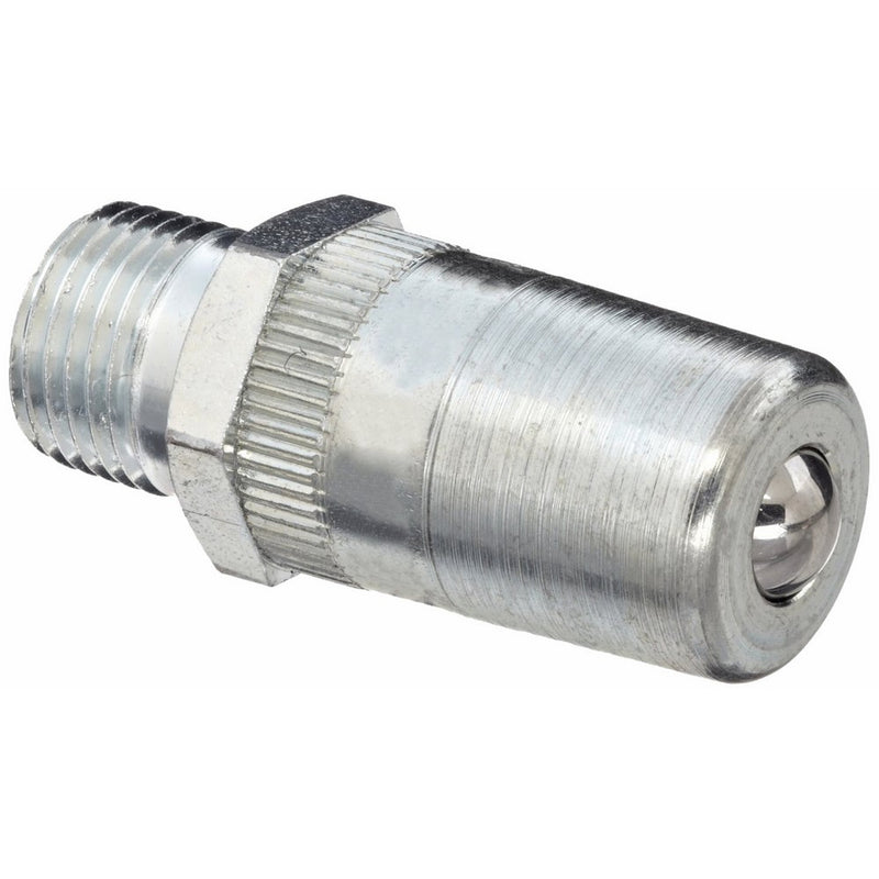 Alemite B306740 Loader Fitting, For Light & Medium Lubricants, Medium Ball Check Passage, One Piece Construction, Use with Grease Guns with 1/8" Female NPTF Port in Head