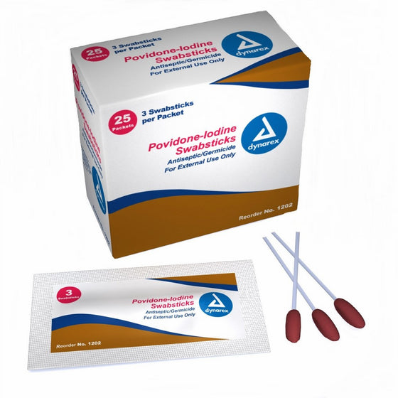 POVIDONE IODINE SWAB 3'S 1202 25Box