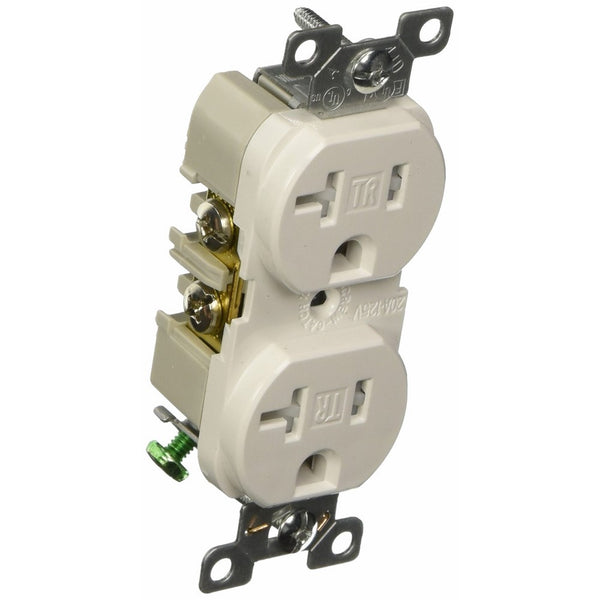 Eaton TRBR20W-BXSP 20-Amp 3-Wire 125-Volt Tamper Resistant Commercial Grade Duplex Receptacle 2-Pole, White