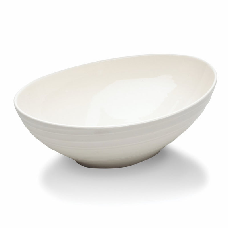 Mikasa Swirl White Oval Vegetable Serving Bowl, 10.5-Inch