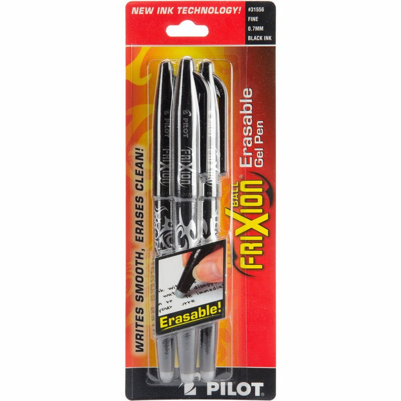 Pilot FriXion Ball Erasable Gel Pens Fine Point (.7) 3-pk Black Ink; Make Mistakes Disappear, No Need For White Out. Smooth Lines to the End of Page, America's #1 Selling Pen Brand
