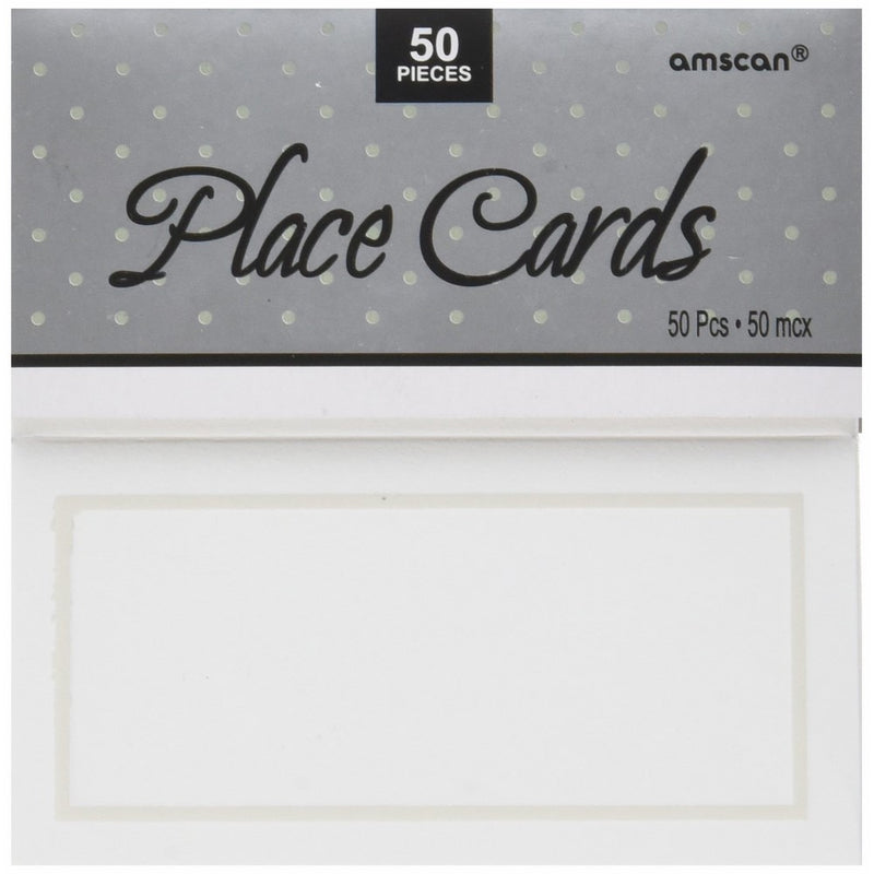 AmscanPearl Place Card, White, 50 Count