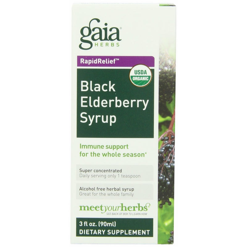 Gaia Herbs Black Elderberry Syrup, 3-Ounce Bottle