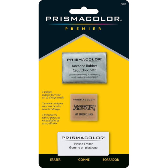 Prismacolor Premier Kneaded, ArtGum and Plastic Erasers, 3 Pack