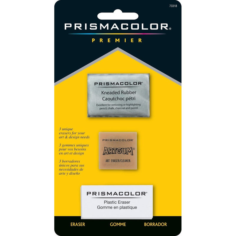 Prismacolor Premier Kneaded, ArtGum and Plastic Erasers, 3 Pack