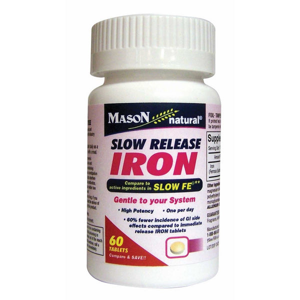 Mason Natural Slow Release Iron, Compare to The Active Ingredients In Slow Fe, 60 Tablets