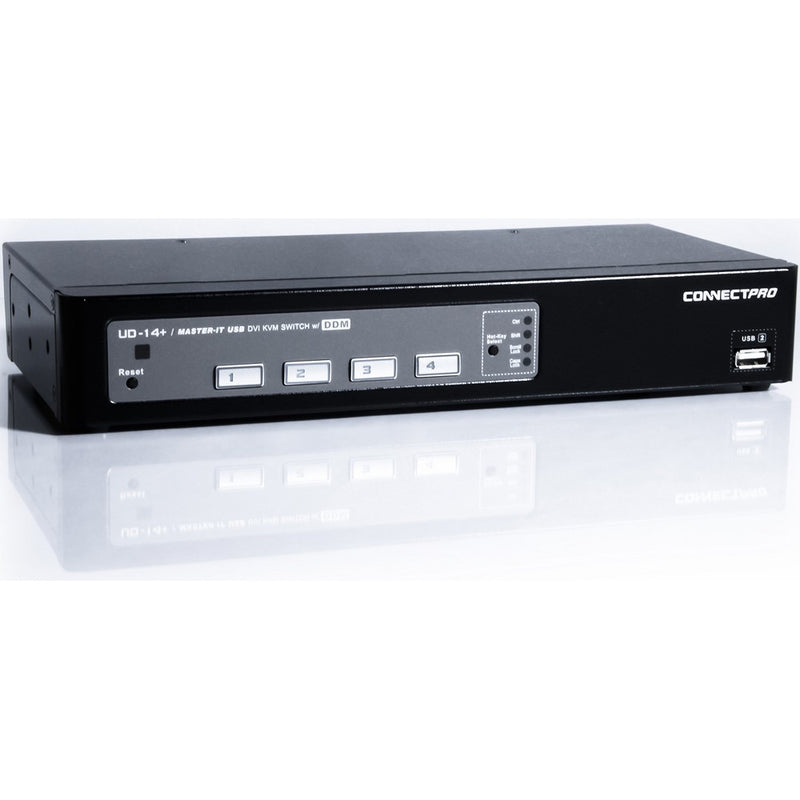 ConnectPRO UD-14KIT, 4-Port DVIUSB DDM KVM Switch with cables