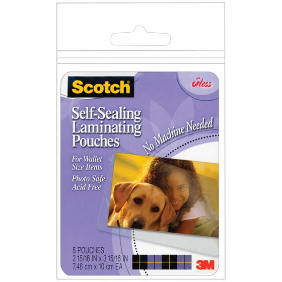 3M - Self-Sealing Laminating Pouches 2" x 3" 5/Pkg