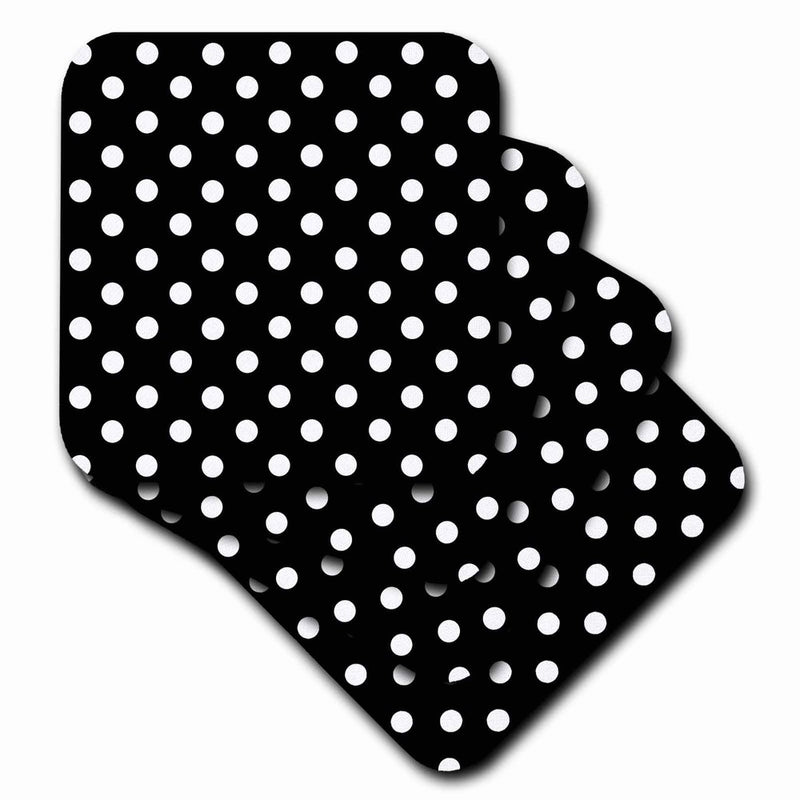 Janna Salak Designs Black and White Polka Dot Print Coaster, Soft, Set of 4