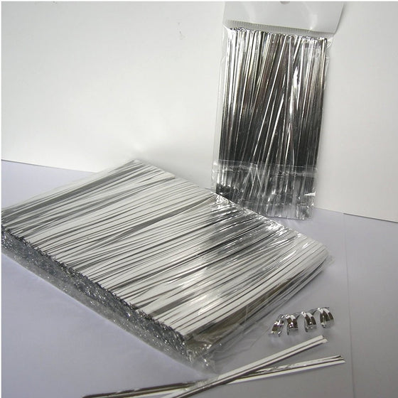 Weststone - 1000pcs 4" SILVER metallic twist ties foil twist ties for cello bags treat bags in birthday party wedding party