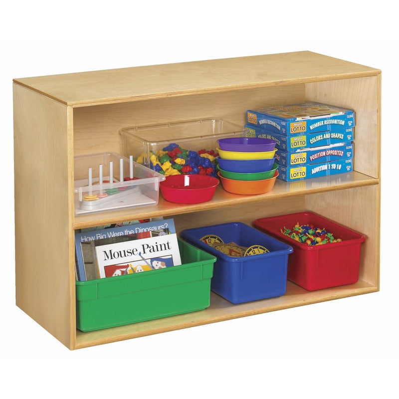 Childcraft 1335360 Storage Unit, Birch Veneer Panel, 4-Coat UV Acrylic, 2-Shelves, 35-3/4" x 14-3/4" x 24", Natural Wood Tone