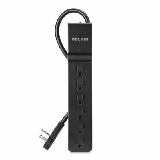 Belkin BSE600-06BLK-WM 6-Outlet Power Strip Surge Protector with 6-Foot Power Cord, 600 Joules