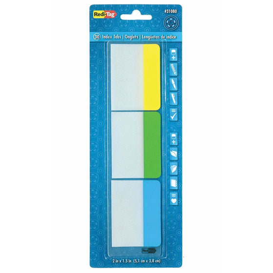 Redi-Tag Writeable, Removable Index Tabs, 2-Inch, 30-Pack, Lemon, Lime and Ocean Blue Colors (31080)