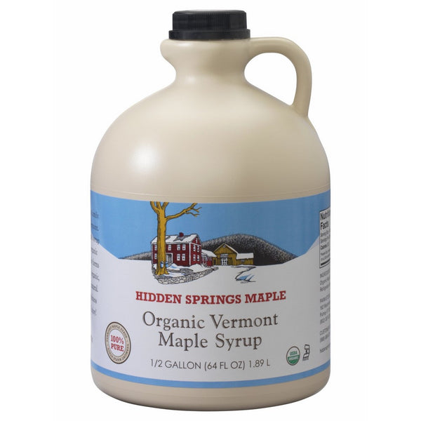 Hidden Springs Organic Vermont Maple Syrup, Amber Rich, 64 Ounce