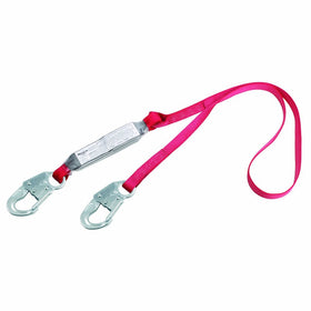 3M Protecta PRO Pack 1341001 6' Shock Absorbing Lanyard, with Snap Hook At Each End, 310lb. Capacity, Red/Gray