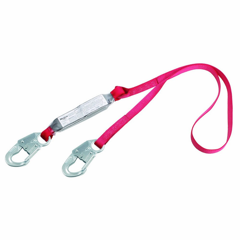 3M Protecta PRO Pack 1341001 6' Shock Absorbing Lanyard, with Snap Hook At Each End, 310lb. Capacity, Red/Gray