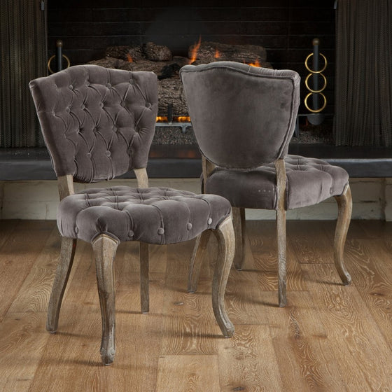 Best Selling Lane Tufted Fabric Dining Chair, Charcoal, Set of 2