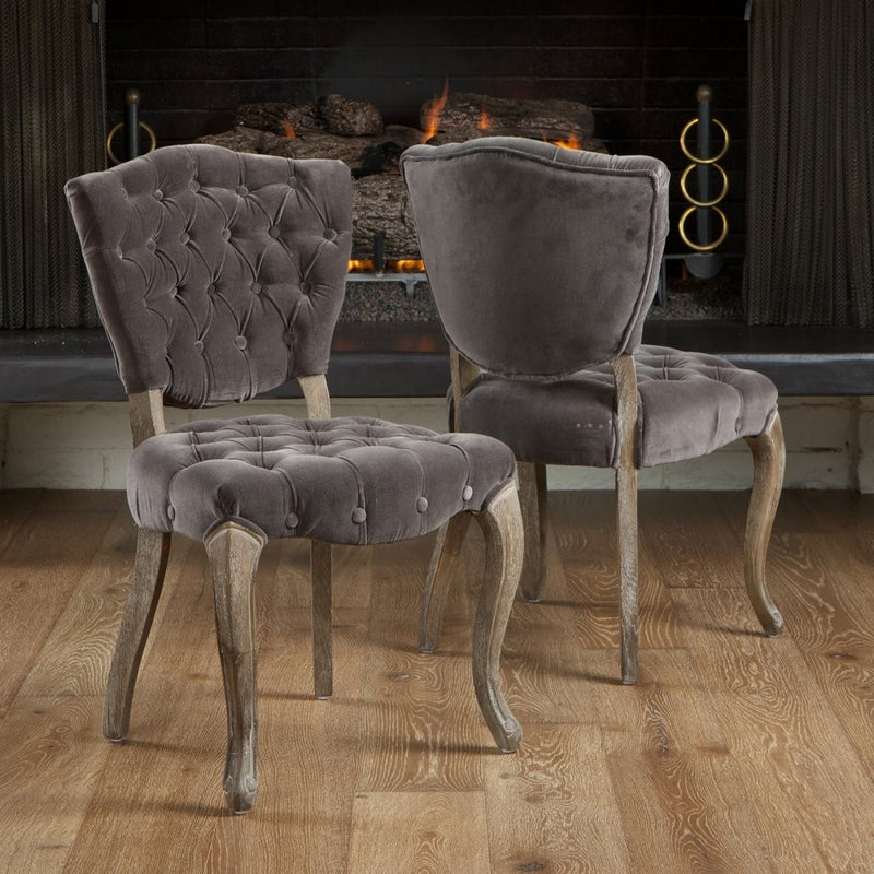 Best Selling Lane Tufted Fabric Dining Chair, Charcoal, Set of 2