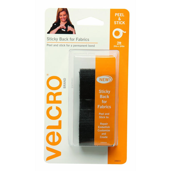 VELCRO Brand 91878 - Sticky Back for Fabrics: No sewing needed - 24" x 3/4" Tape - Black