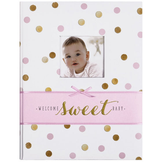 Carter's Pink and Gold Polka Dot My First Years Bound Memory Book for Baby Girls, 9" W x 11.125" H, 60 Pages