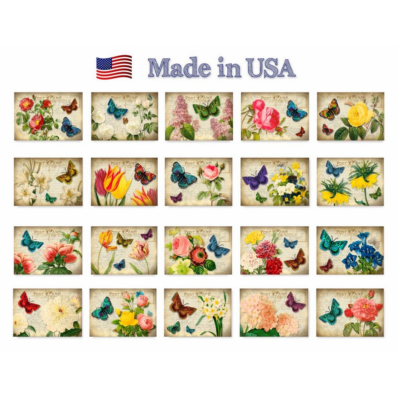 VICTORIAN FLOWERS postcard set of 20 postcards. Artistic flower in a vintage style post card variety pack. Made in USA.