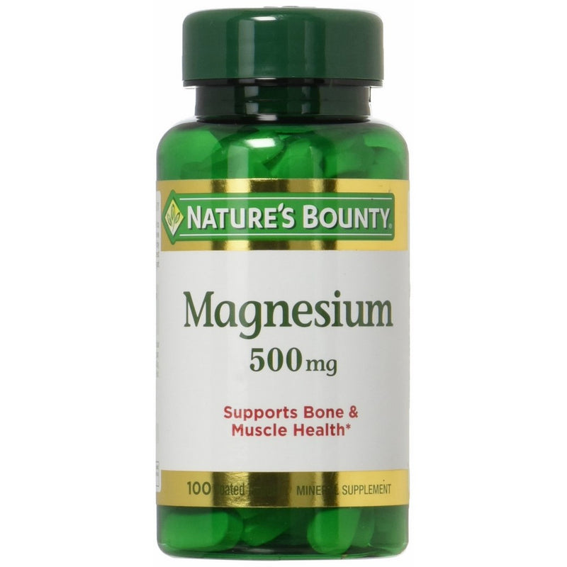 Nature's Bounty High Potency Magnesium 500mg, 200 Tablets (2 X 100 Count Bottles)
