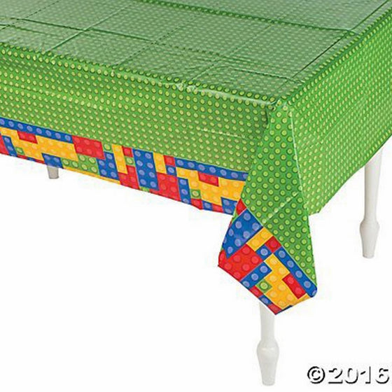 Plastic Color Brick Party Tablecloth - 54" x 108"