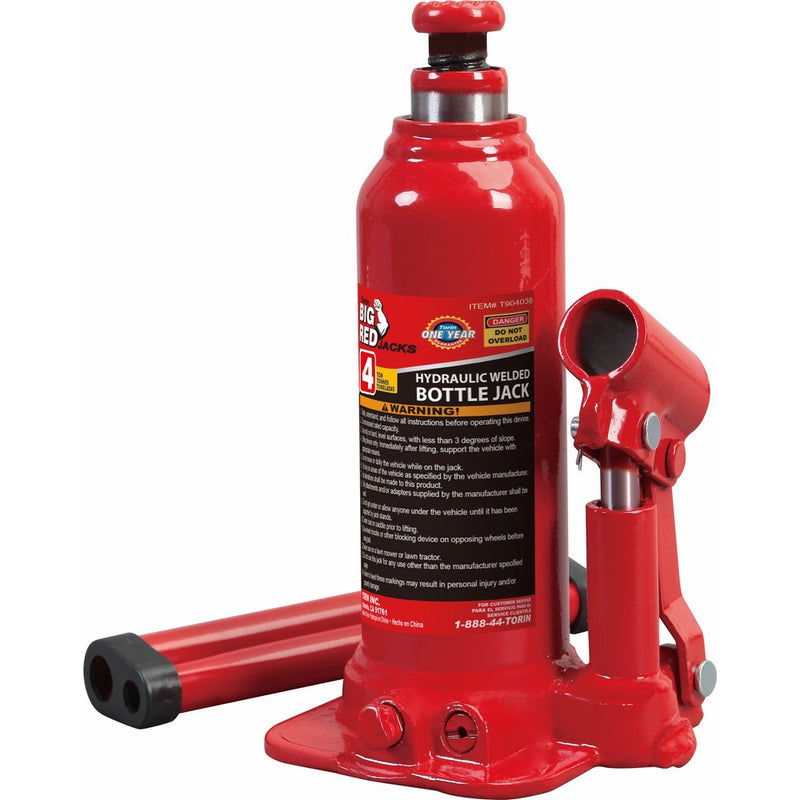Torin Big Red Hydraulic Bottle Jack, 4 Ton Capacity
