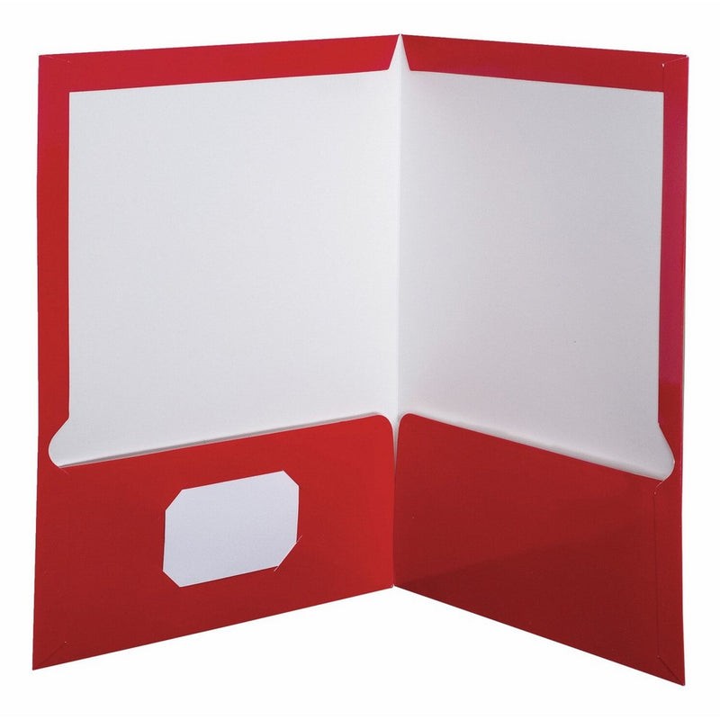 Oxford Showfolio Laminated Twin Pocket Folders, Letter Size, Red, 25 per Box (51711EE)