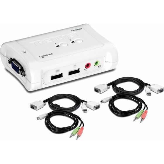 TRENDnet 2-Port USB KVM Switch and Cable Kit with Audio, TK-209K