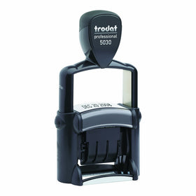 Trodat T5030 Professional Stamp, Dater, Self-Inking, 1 5/8 x 3/8, Black