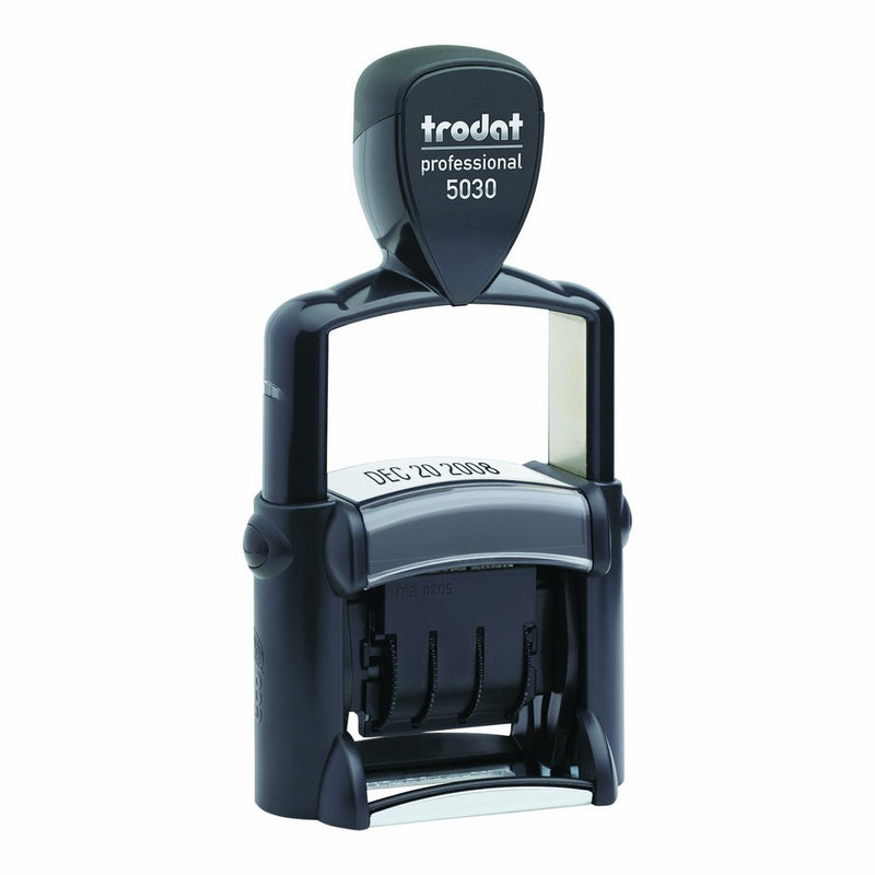 Trodat T5030 Professional Stamp, Dater, Self-Inking, 1 5/8 x 3/8, Black