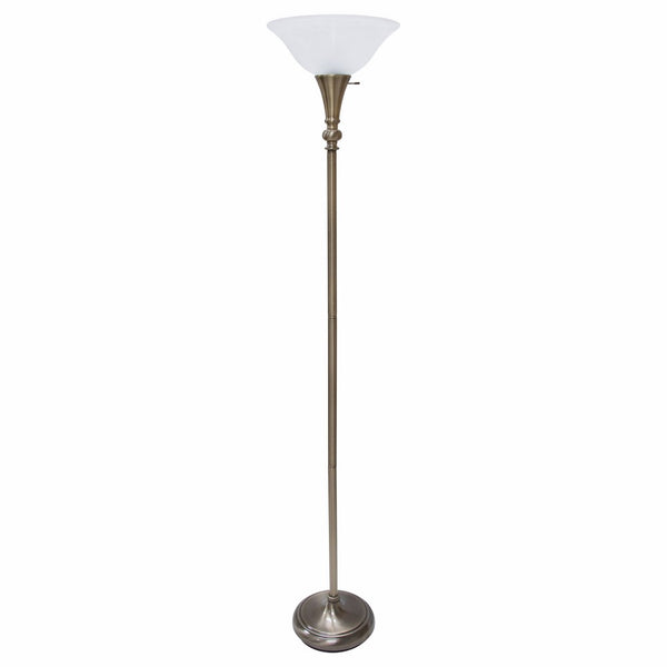 Ledu L9003 Incandescent 3-Level Torchiere, Alabaster Shade, 68-1/2"h, Antique Brass