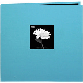 Pioneer 8 Inch by 8 Inch Postbound Fabric Frame Cover Memory Book, Turquoise Blue