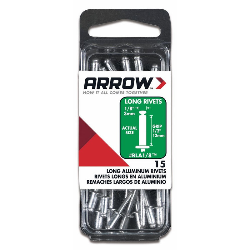 Arrow Fastener RLA1/8 Long Aluminum 1/8-Inch Rivets, 15-Count