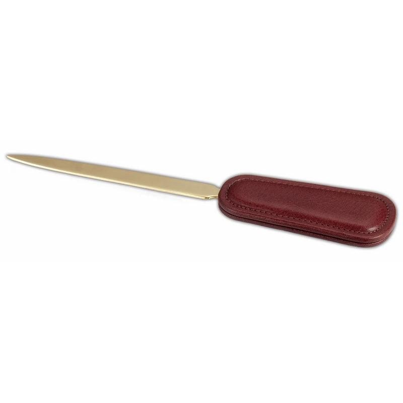 Dacasso Mocha Leather Letter Opener with Gold Blade (A7027)