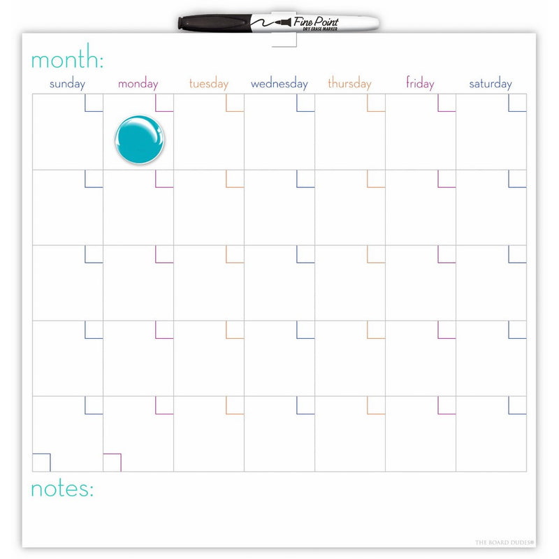 The Board Dudes 14" x 14" Dry Erase Tile Calendar Board (DDY08)