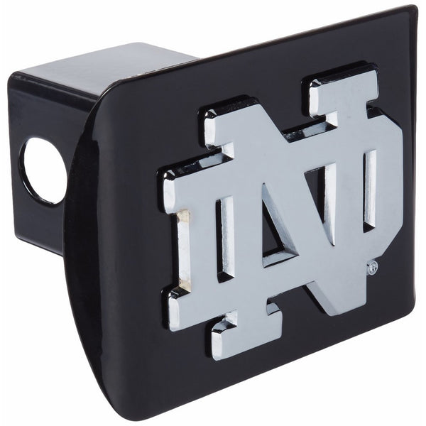 Elektroplate Chrome Notre Dame Metal Trailer Hitch Cover, Black