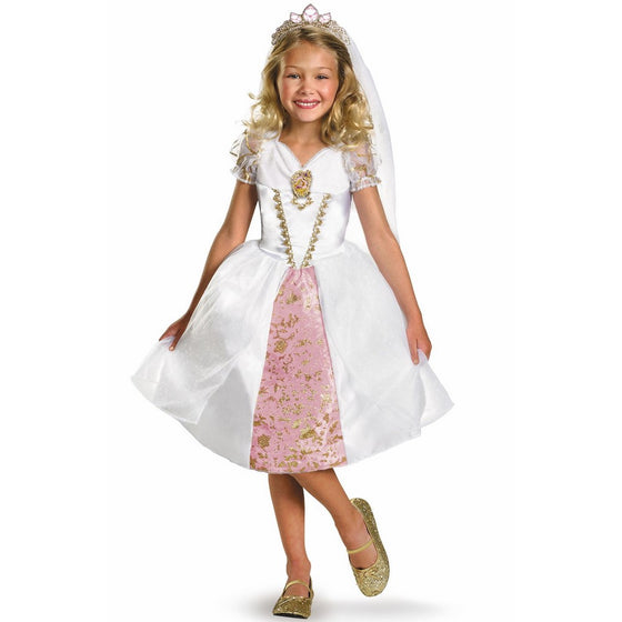 Disney Tangled Rapunzel Wedding Gown Costume, Gold/White/Pink, Small