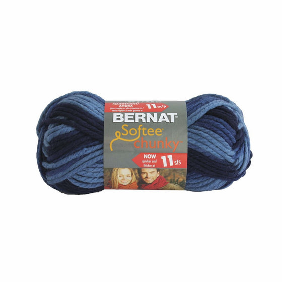 Bernat Softee Chunky Ombre Yarn - (5) Bulky Chunky Gauge 100% Acrylic - 2.8 oz - Denim - Machine Wash & Dry