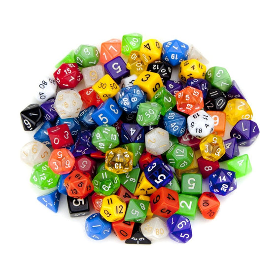 Wiz Dice Random Polyhedral Dice in Multiple Colors (100  Pack) Bundle with Wiz Dice Pouch