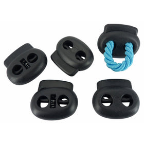 Flyshop Double Holes Black Oval Bean Cord Lock Stopper Fastener Slider Toggles End 10 Pcs