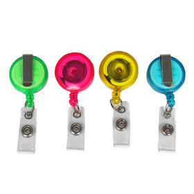 C-Line Retractable Translucent ID Card/Badge Reel with Belt Clip, 30-Inch Cord, Assorted Pastel Colors, 4-Pack (89210)
