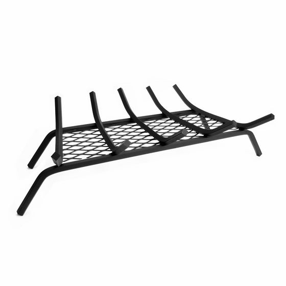 Pleasant Hearth 1/2" Solid Steel Fireplace Grates With Ember Retainer, Black, 27-Inch