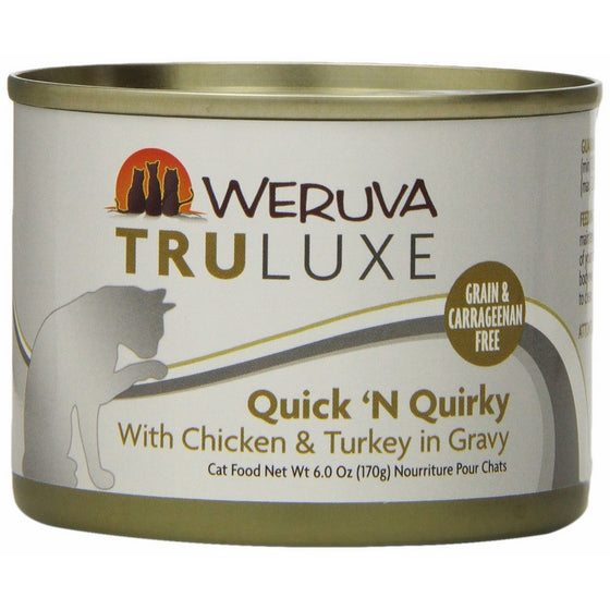 Weruva's TruLuxe Cat Food, Quick 'N Quirky with Chicken & Turkey in Gravy, 6oz Can (Pack of 24)