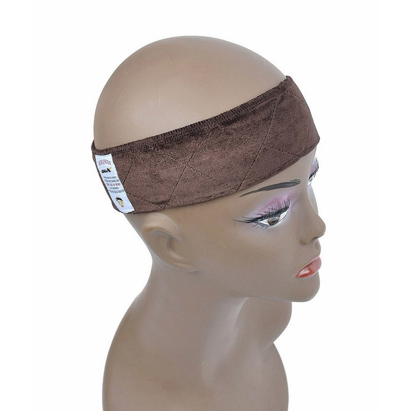 GEX Beauty Flexible Velvet Wig Grip Scarf Head Hair Band Wig Band Adjustable Fastern (Brown)