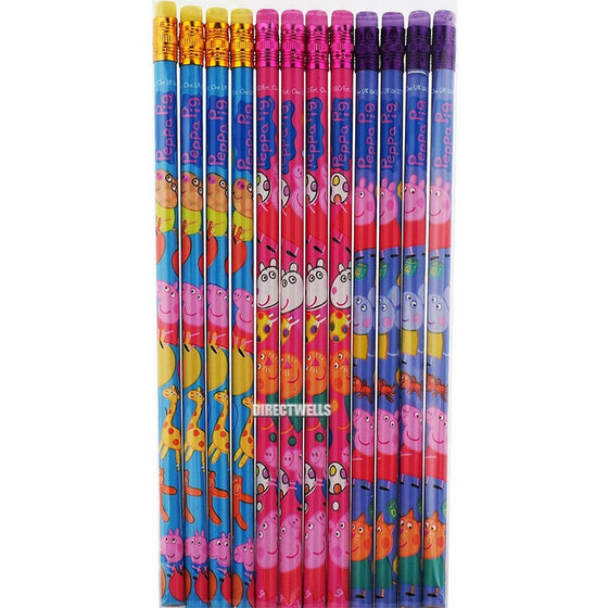 Peppa Pig Character Authentic Licensed 12 Wood Pencils Pack