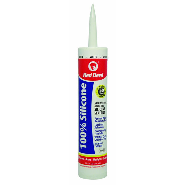 Red Devil 0816 100% Silicone Sealant White Architectural Grade 50 Yr. 10.1 oz Cartridge